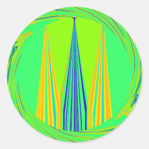 Helder edgy geometrisch neon patroon art ontwerp ronde sticker