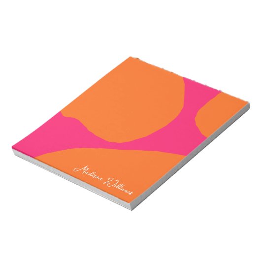 Helder en Bold Heet Roze en Sinaasappel Abstract Notitieblok (Gedraaid)