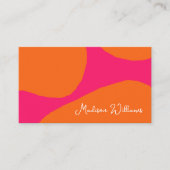 Helder en Bold Heet Roze en Sinaasappel Abstract Visitekaartje (Voorkant)