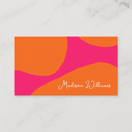 Helder en Bold Heet Roze en Sinaasappel Abstract Visitekaartje (Voorkant)