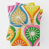 Helder en kleurrijk Mid Century Modern Atomic Fun Inpakpapier Vel (In situ)