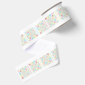 Helder en Kleurrijk Vrolijk Kerst Typografie Grosgrain Lint