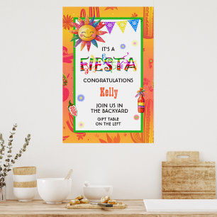 Helder en Kleurrijke Fiesta Baby Shower Poster