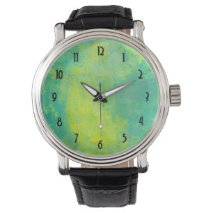 Helder en levendig Abstract in groen en geel Horloge