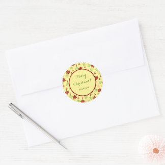Helder en vrolijk kerst-sneeuwvlok ronde sticker