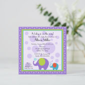 Helder en vun elphant-Baby shower Kaart (Staand voorkant)