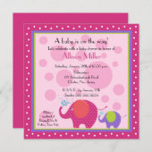 Helder en vun elphant-Baby shower Kaart (Voorkant / Achterkant)