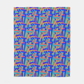 Helder fel blauw lime, koraal abstracte patches fleece deken
