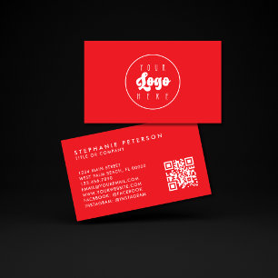 Helder Felrood Aangepast Bedrijfslogo QR-code Visitekaartje