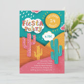 Helder Fiesta Feest. Cactus-taco's en tequila Kaart (Staand voorkant)