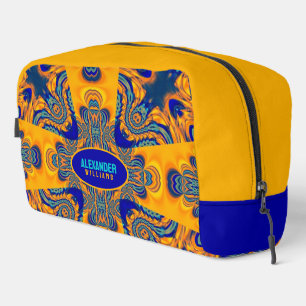 Helder Geel Blauw Modern Batik Fractal Toilettasje