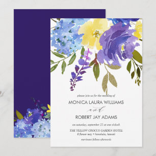 Helder geel blauwe bloemen kaart