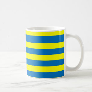 Helder Geel En Blauw Gestreepte Koffiemok