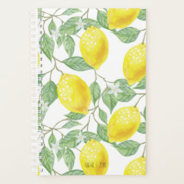 Helder geel en groen vet citroenboompatroon planner