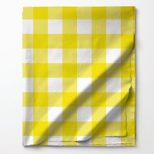 Helder geel en wit buffelplaidpatroon stof