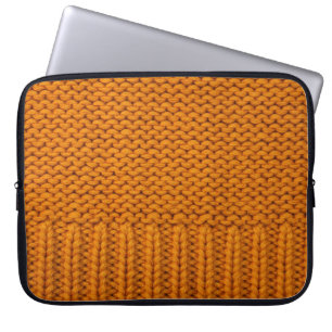 Helder geel: handgemaakte gebreide textuur. laptop sleeve