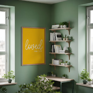 Helder Geel Liefde Geloof Quote minimalistisch Poster