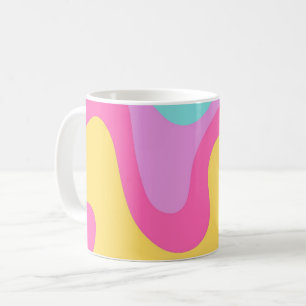 Helder Geel Roze Lavendel Mint Abstract Koffiemok