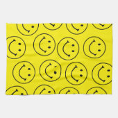 Helder geel vrolijk lachend gezicht theedoek (Horizontaal)