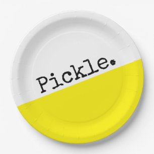 Helder Geel Wit Kleurenblok Pickleball Motto Papieren Bordje