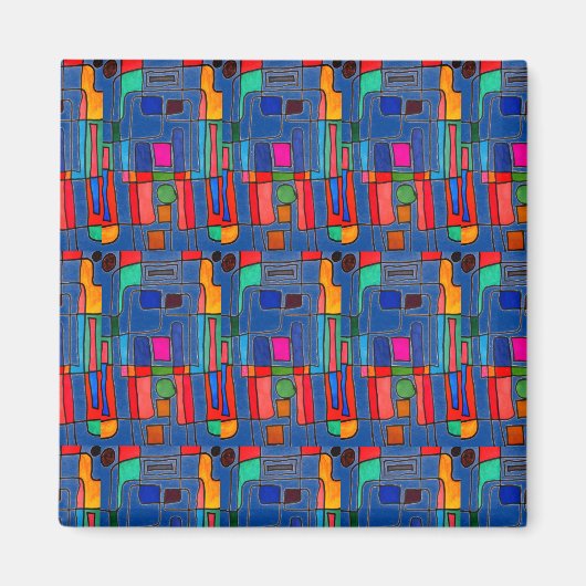 Helder gekleurd modern abstract ontwerp magneet (Voorkant)