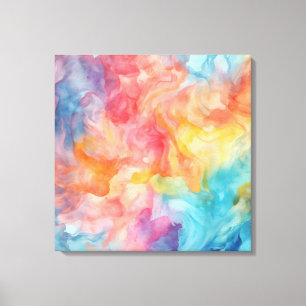 Helder gekleurde allover Waterverf textuur Canvas Afdruk