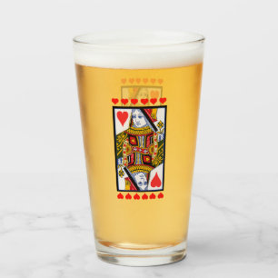 Helder gekleurde Fancy Heart Queen-Kaart Glas