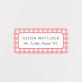 Helder gekleurde Gingham Plaid basisschool Labels (Design 1)