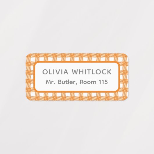 Helder gekleurde Gingham Plaid basisschool Labels (Design 2)