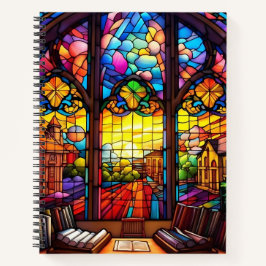 HELDER GEKLEURDE GLAZEN IN LOOD BIBLIOTHEEK NOTITIEBOEK