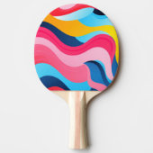 Helder gekleurde golvende lijnen achtergrond tafeltennisbatje (Voorkant)