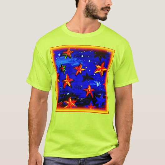 Helder gekleurde Oranje sterren. Bestel nu T-shirt (Voorkant)
