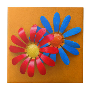 Helder gekleurde zonnebloempitatie tegeltje