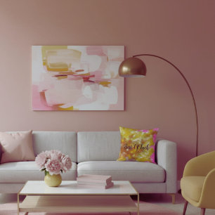 Helder gele abstracte moderne penseelstreken kussen