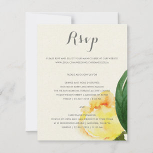 HELDER GELE AQUELEURFLORAAL TROUWKAART RSVP KAARTJE
