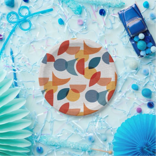 Helder geometrisch retro Abstract Mideeuwse Modern Papieren Bordje (Feest)