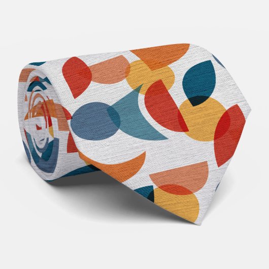 Helder geometrisch retro Abstract Mideeuwse Modern Stropdas (Opgerold)