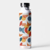 Helder geometrisch retro Abstract Mideeuwse Modern Waterfles (Links)