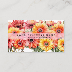 Helder Gerbera Madeliefjes Bloemen Zakelijke Kaart Visitekaartje