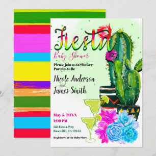 Helder Gestreepte Cactus Succulent FIESTA Baby Sho Kaart