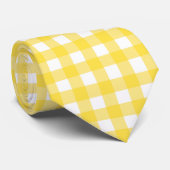 Helder Gingham Patroon in Geel, Lichtgeel, en Stropdas (Opgerold)