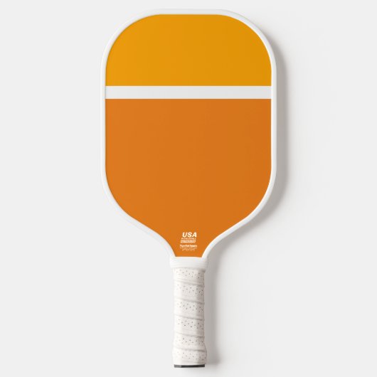 Helder goudgeel wit Oranje kleurenblok Pickleball Paddle (Voorkant)