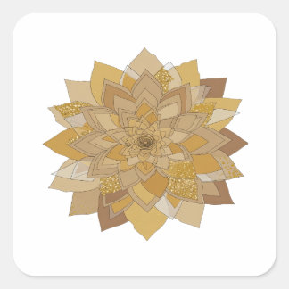 Helder Grijze GOUDEN FLORALE MANTRA Ambacht Sticke Vierkante Sticker