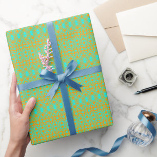 Helder groen en oranje patroon cadeaupapier