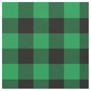 Helder groen en zwart chevron Buffalo Plaid Stof