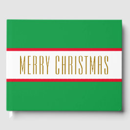 Helder Groen Rood Wit Strepen MERRY CHRISTMAS Gastenboek
