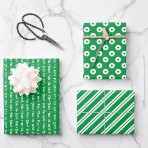 Helder Groen & Wit Gecoördineerde Kerstmis Inpakpapier Vel