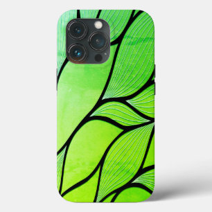 Helder groene tinten creatief bladpatroon  iPhone 13 pro hoesje