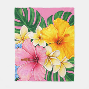 Helder grote bloemen  fleece deken