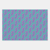 Helder Heet Roze & Turquoise Waterverf Botanisch Inpakpapier Vel (Voorkant 2)